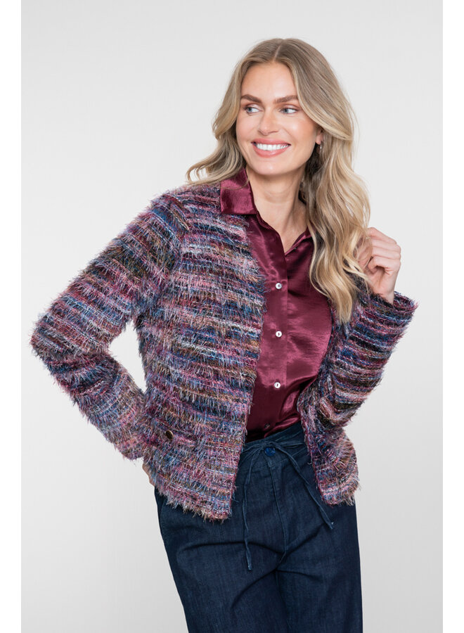 64500-10 480 Geisha Vest stripes hairy burgundy