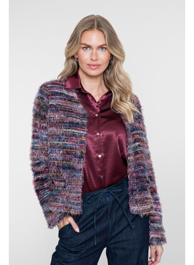 64500-10 480 Geisha Vest stripes hairy burgundy