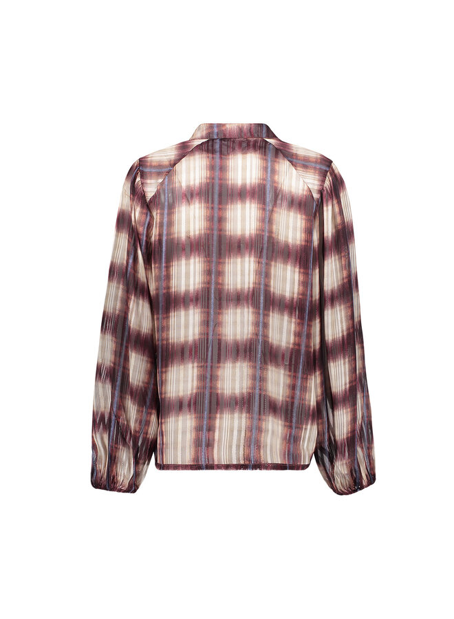 63576-70 010 Geisha Blouse check lurex off-white/port/blue