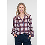 63576-70 010 Geisha Blouse check lurex off-white/port/blue