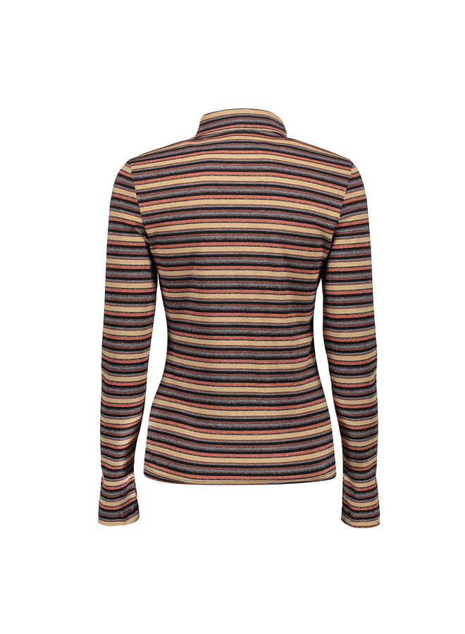 62593-70 720 Geisha T-shirt stripe & lurex sand/stone/black/copper