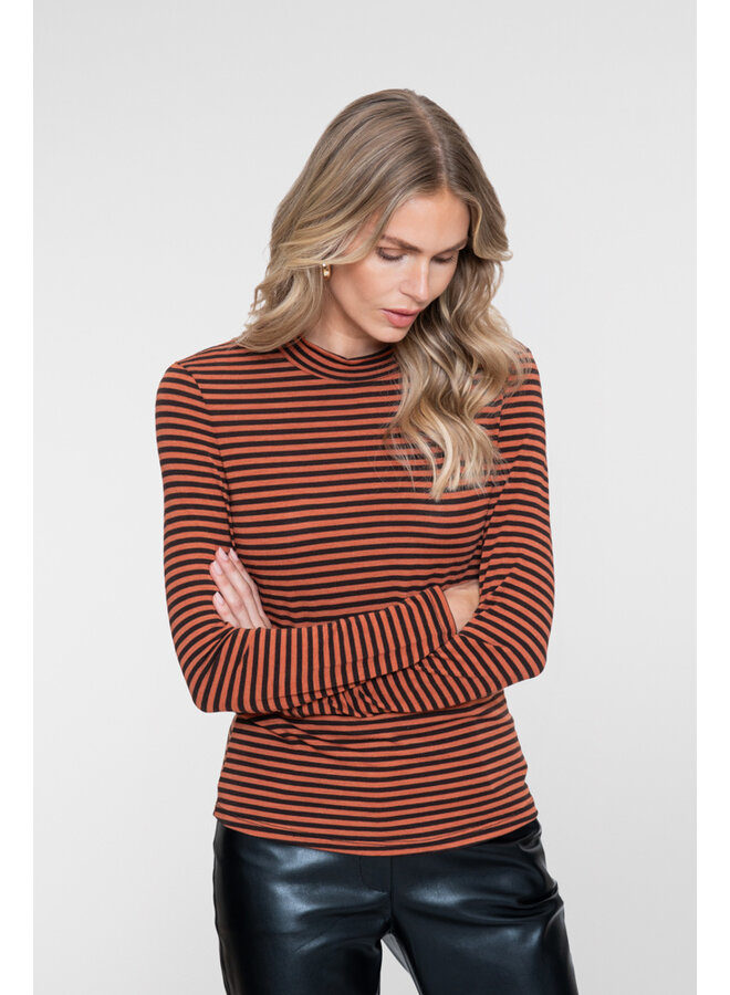 62591-70 775 Geisha T-shirt stripe brown/stone