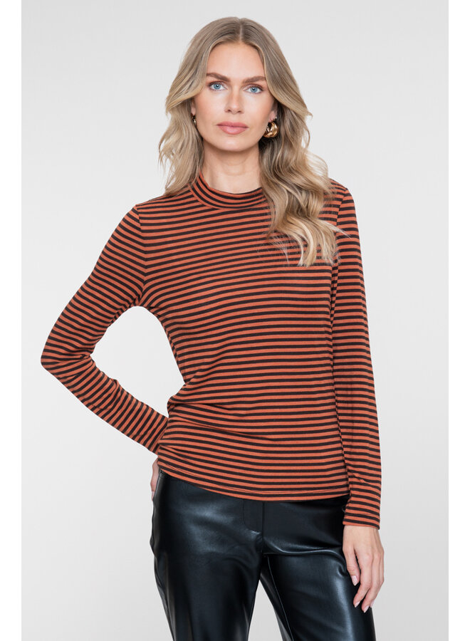 62591-70 775 Geisha T-shirt stripe brown/stone