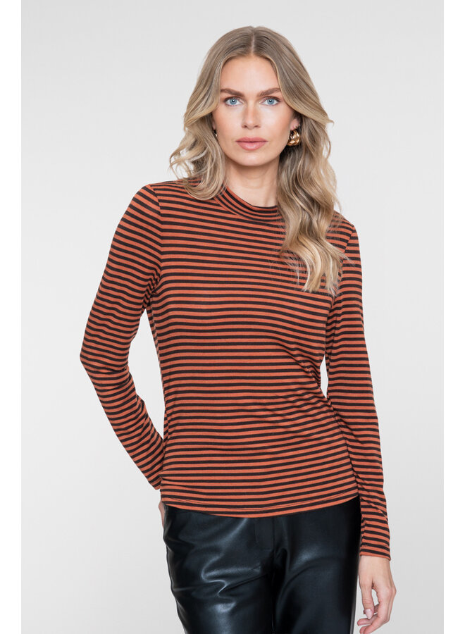 62591-70 775 Geisha T-shirt stripe brown/stone