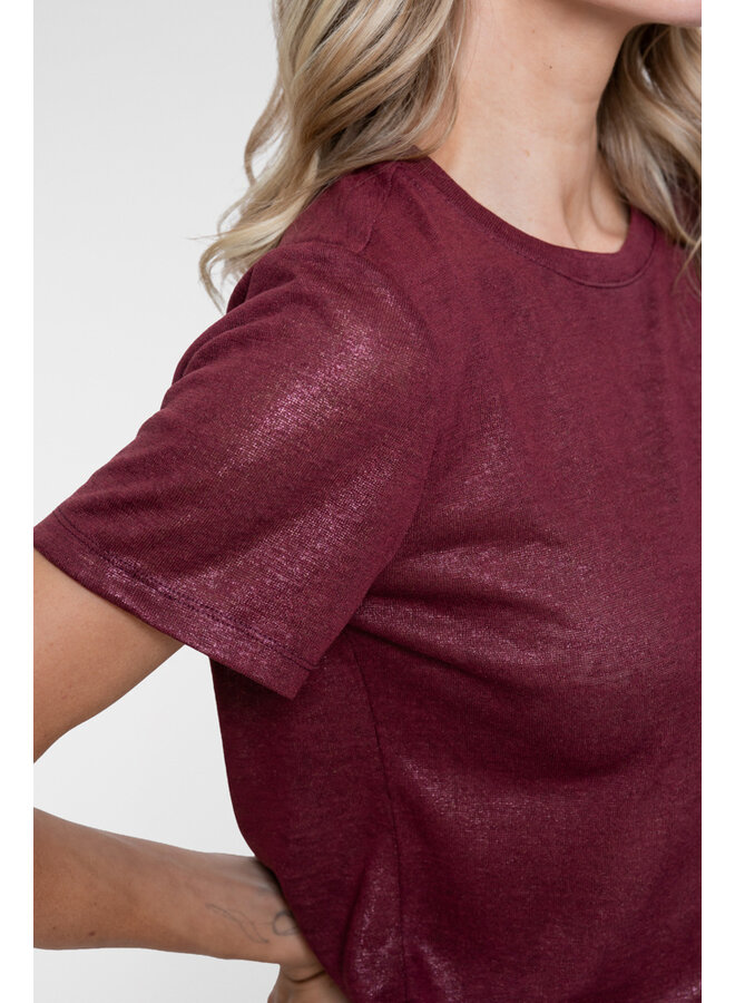 62561-41 480 Geisha T-shirt round neck foil burgundy