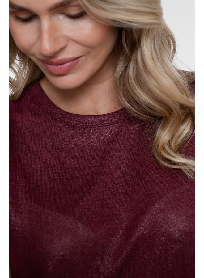 62561-41 480 Geisha T-shirt round neck foil burgundy
