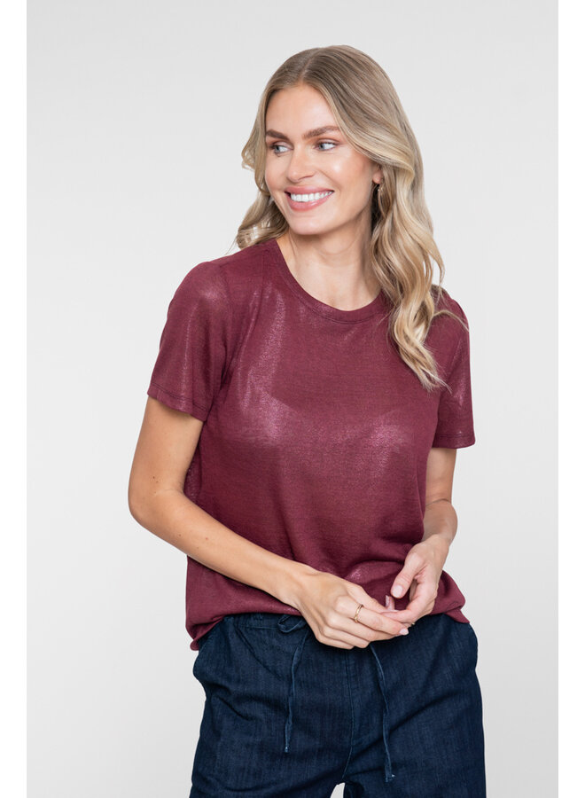 62561-41 480 Geisha T-shirt round neck foil burgundy