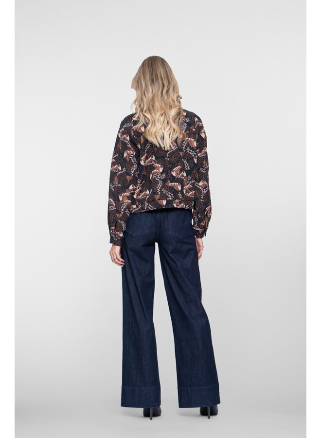 61518-10 880 Geisha Jeans wide dark blue denim