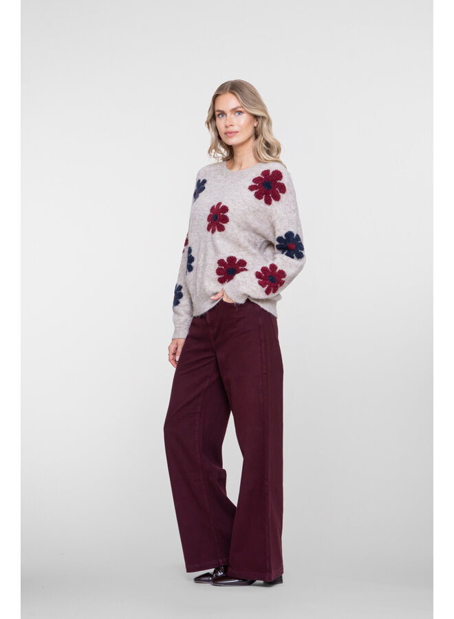 61500-10 480 Geisha Jeans wide burgundy