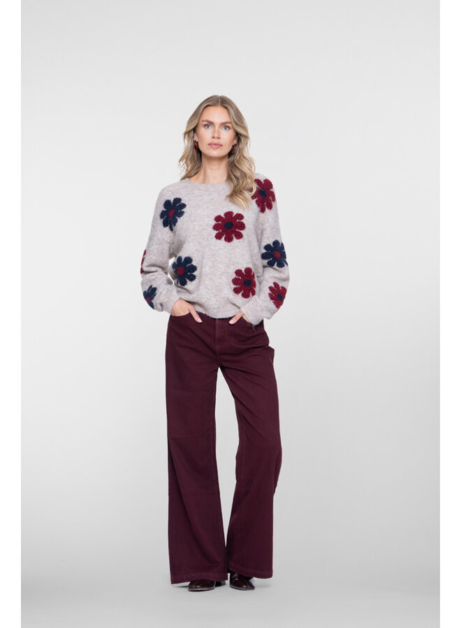 61500-10 480 Geisha Jeans wide burgundy