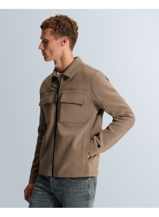CSW2609436 8026 Cast Iron Zip jacket regular fit interlock Walnut