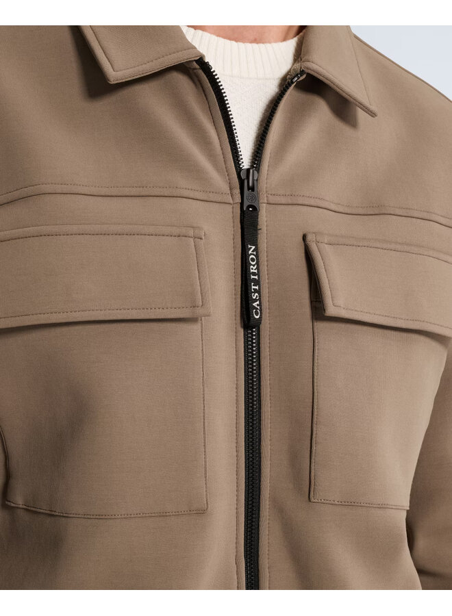 CSW2609436 8026 Cast Iron Zip jacket regular fit interlock Walnut