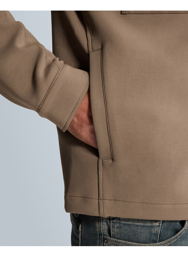 CSW2609436 8026 Cast Iron Zip jacket regular fit interlock Walnut