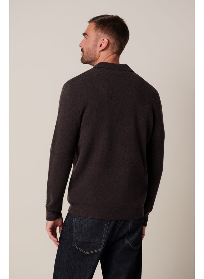 PPXJ30041G Profuomo polo long sleeve aubergine