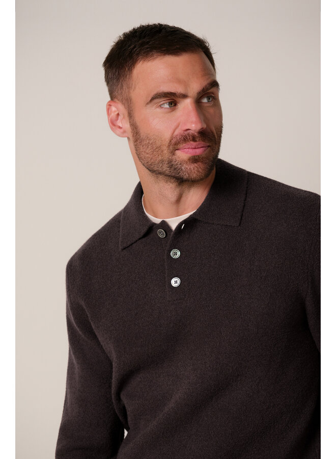 PPXJ30041G Profuomo polo long sleeve aubergine