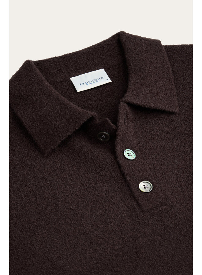 PPXJ30041G Profuomo polo long sleeve aubergine