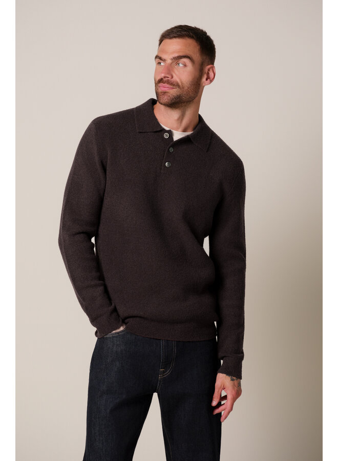 PPXJ30041G Profuomo polo long sleeve aubergine