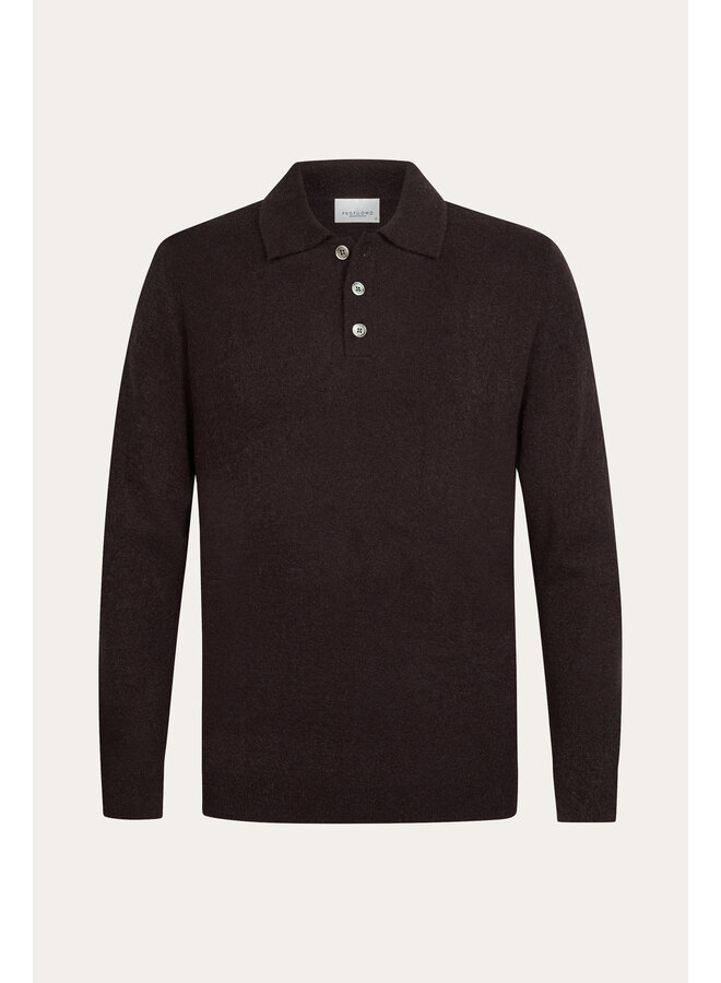 PPXJ30041G Profuomo polo long sleeve aubergine