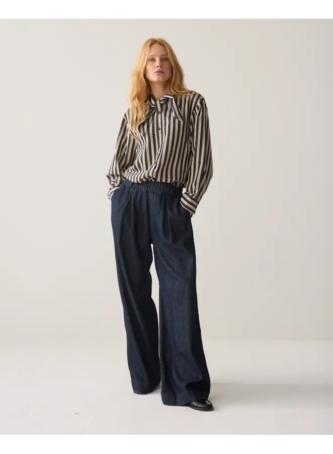 2s3523-12490 495 Summum Blouse Two tone stripe Midnight Blue