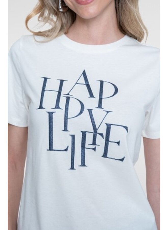 62573-41 010 Geisha T-shirt "Happy Life" off-white/navy