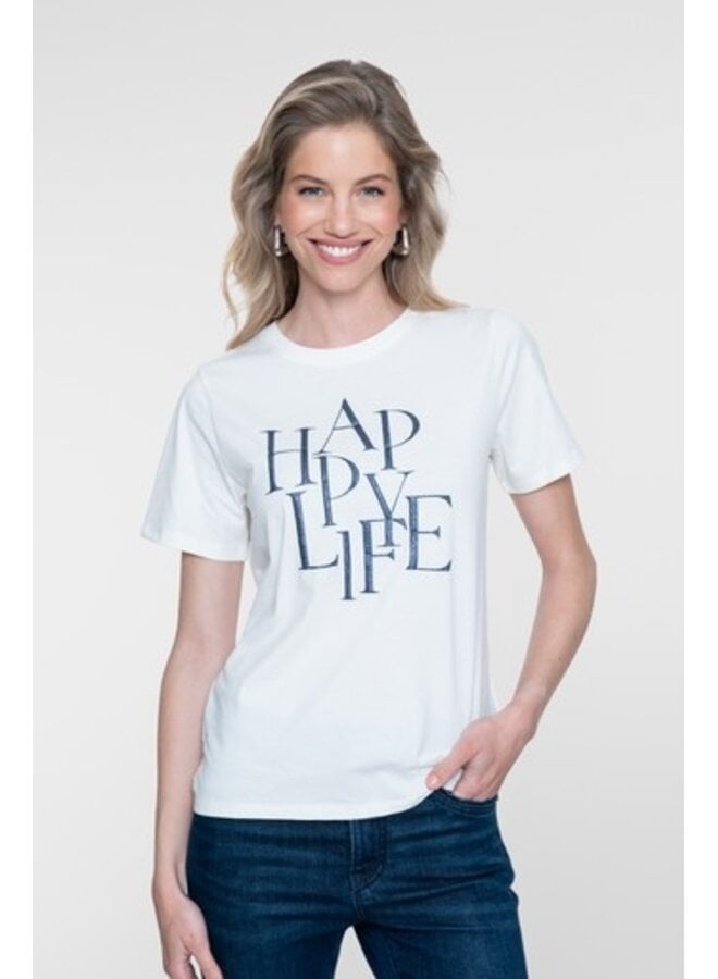 62573-41 010 Geisha T-shirt "Happy Life" off-white/navy