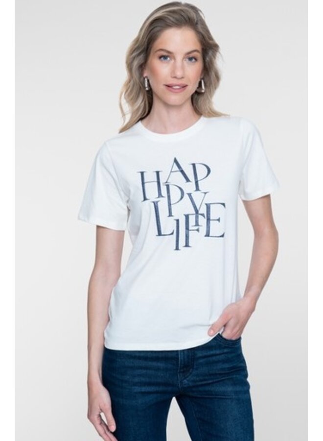 62573-41 010 Geisha T-shirt "Happy Life" off-white/navy