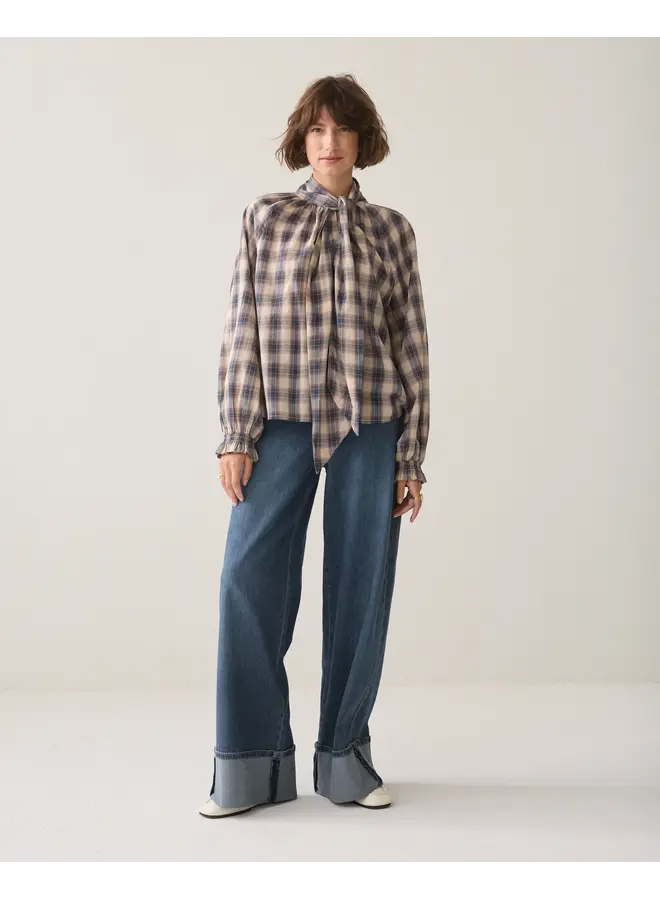 2s3533-12533 495 Summum Top Blue Check Midnight Blue