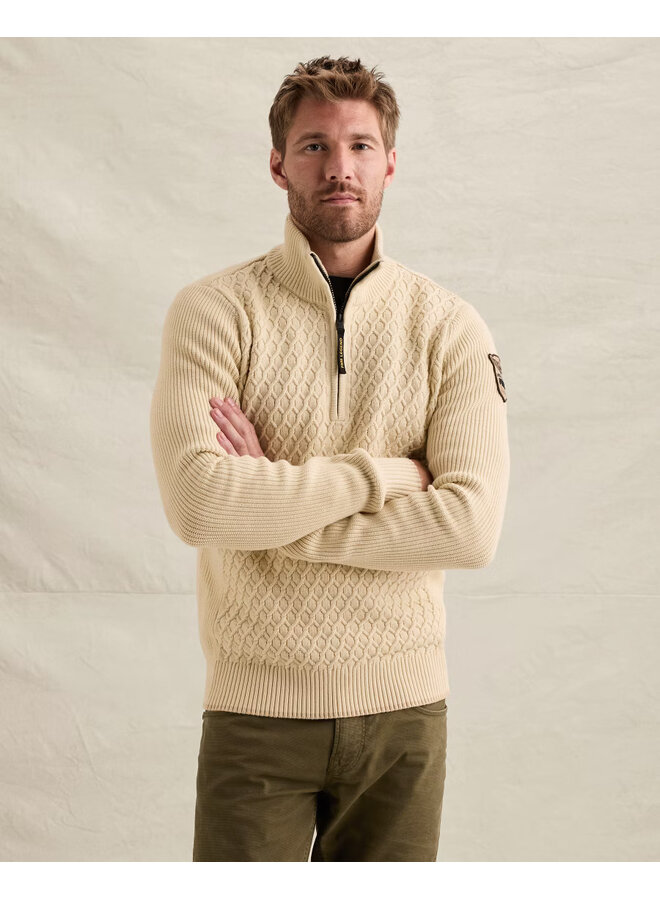 PKW2609325 7013 PME Legend Half zip collar cotton mix yarn Bone White