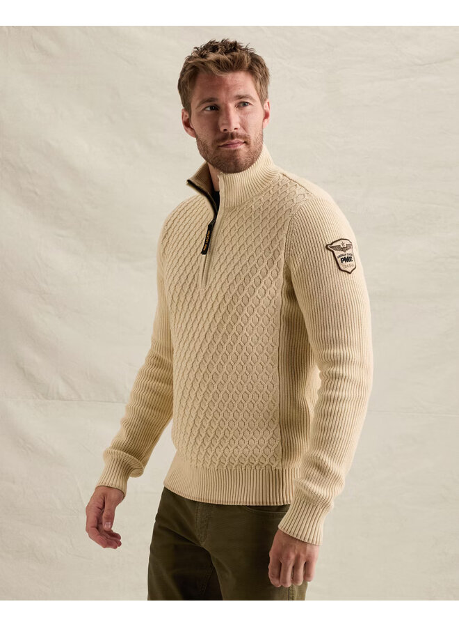 PKW2609325 7013 PME Legend Half zip collar cotton mix yarn Bone White