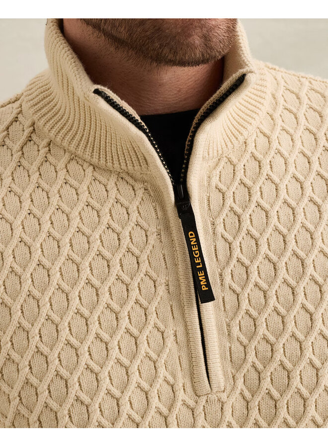 PKW2609325 7013 PME Legend Half zip collar cotton mix yarn Bone White