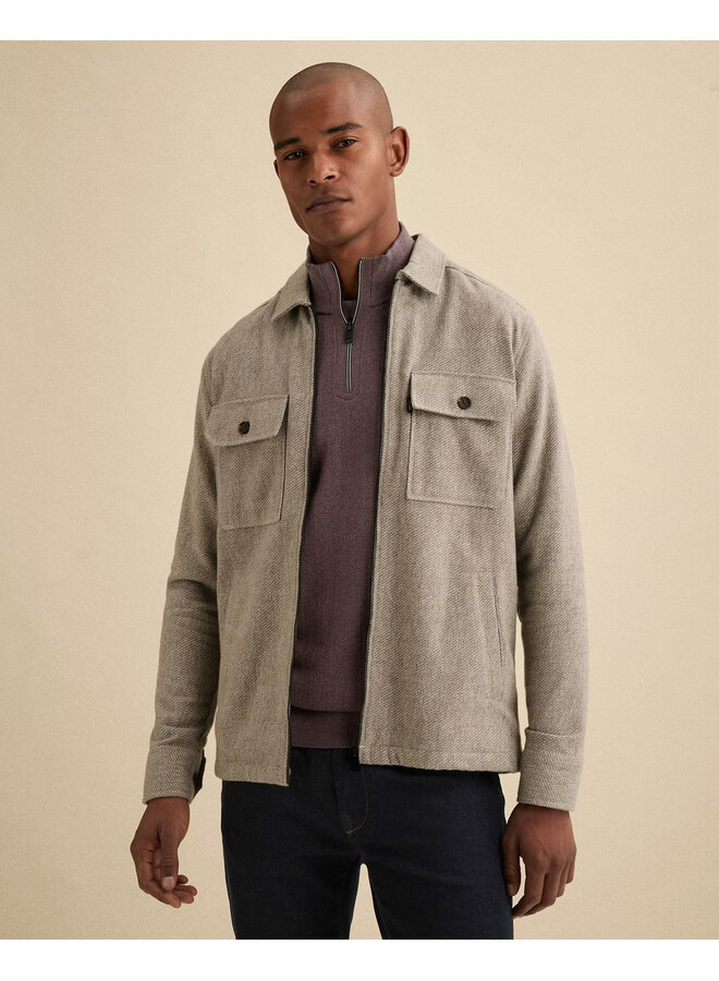VSI2609232 7147 Vanguard Long sleeve shirt Solid Brushed Mouline Greige