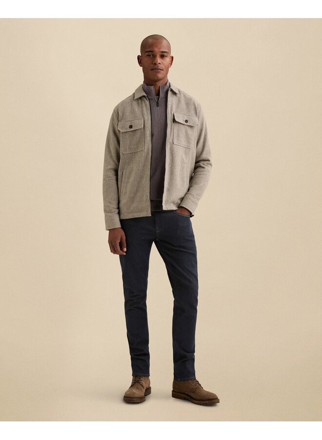 VSI2609232 7147 Vanguard Long sleeve shirt Solid Brushed Mouline Greige