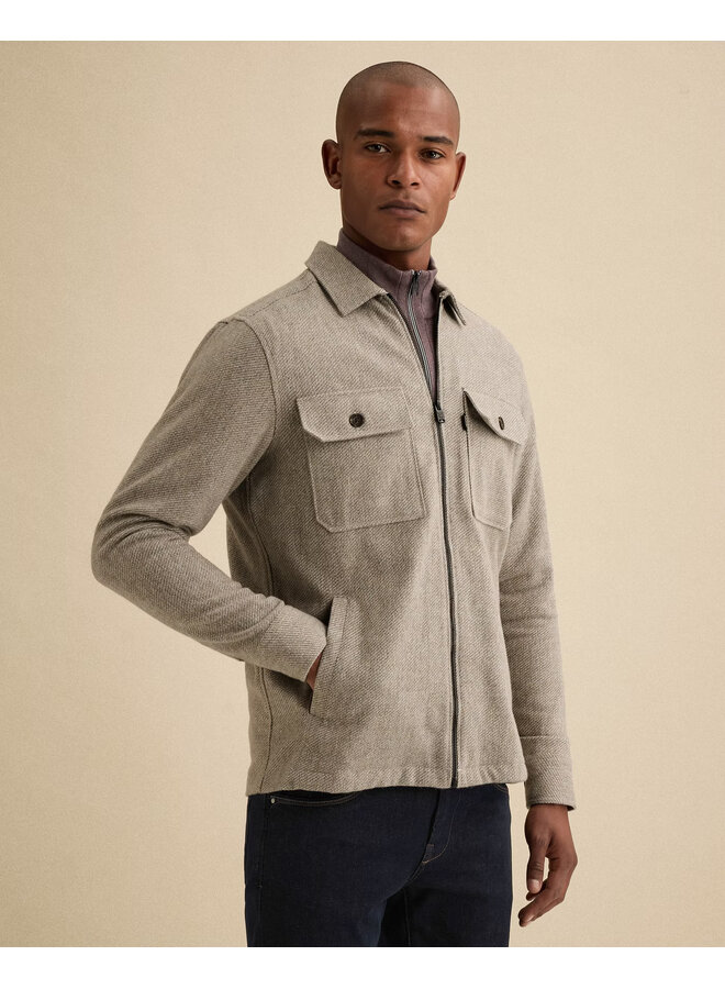 VSI2609232 7147 Vanguard Long sleeve shirt Solid Brushed Mouline Greige