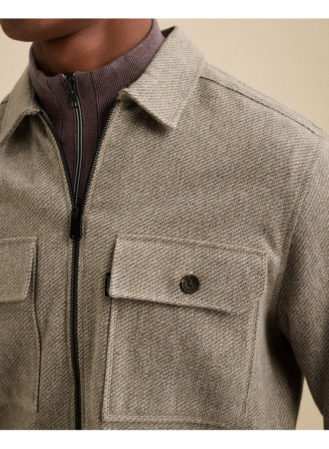 VSI2609232 7147 Vanguard Long sleeve shirt Solid Brushed Mouline Greige