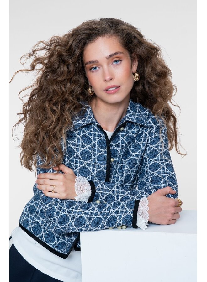 65519-10 815 Geisha jacket tweed indigo/navy