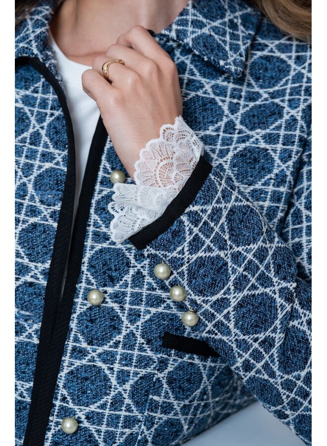 65519-10 815 Geisha jacket tweed indigo/navy