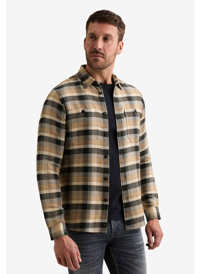 PSI2608216 8187 PME Legend Long sleeve shirt yarn dye check Golden Brown