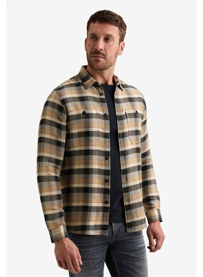 PSI2608216 8187 PME Legend Long sleeve shirt yarn dye check Golden Brown