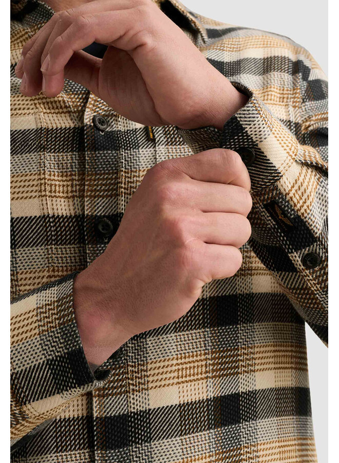 PSI2608216 8187 PME Legend Long sleeve shirt yarn dye check Golden Brown