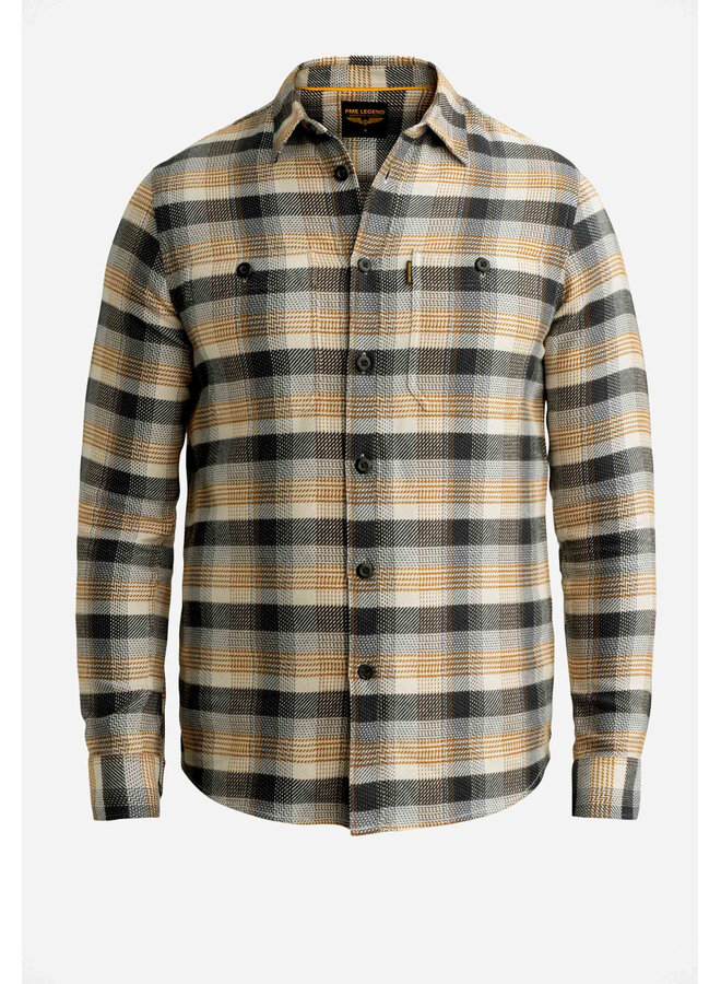 PSI2608216 8187 PME Legend Long sleeve shirt yarn dye check Golden Brown