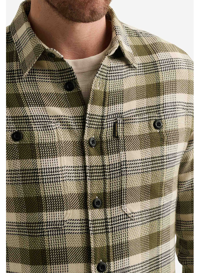 PSI2608216 6380 PME Legend Long sleeve shirt yarn dye check Loden Green