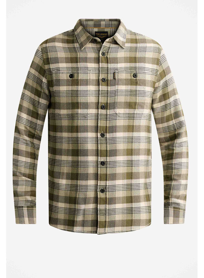 PSI2608216 6380 PME Legend Long sleeve shirt yarn dye check Loden Green