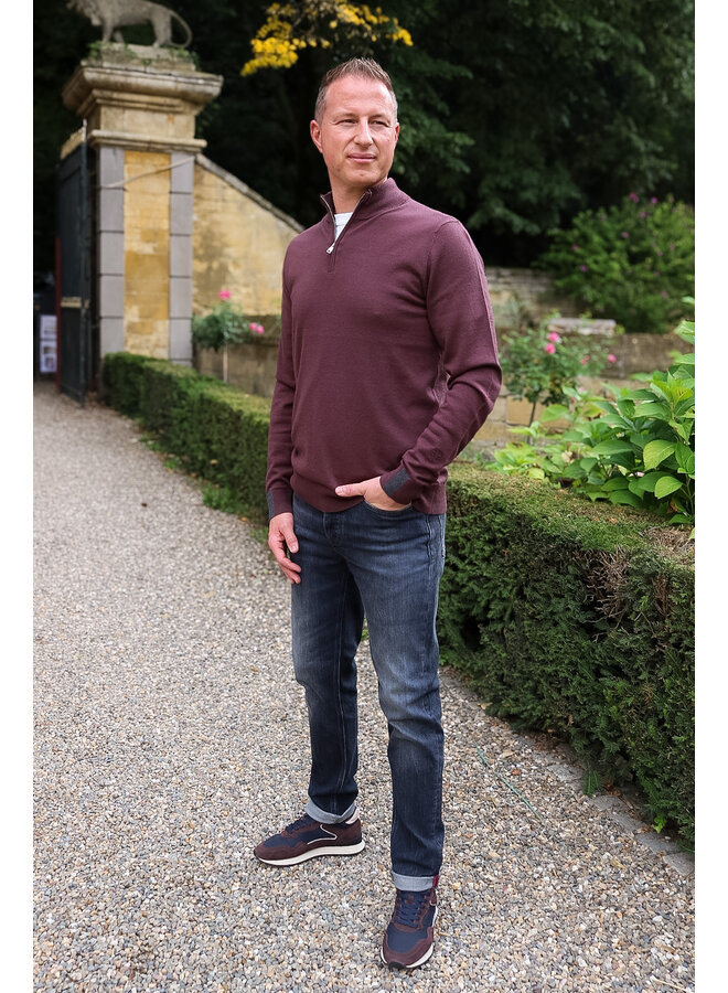 503342 283 MosMosh Gallery MMGAdam Soft Zip Turtle Neck Knit Huckleberry