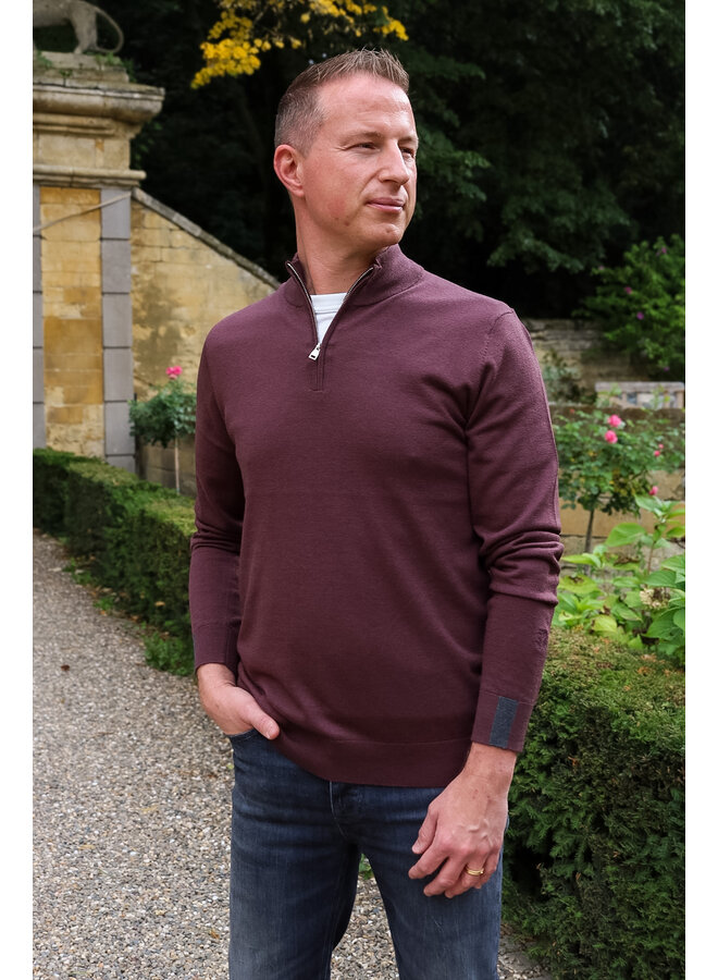 503342 283 Mos Mosh Gallery MMG Adam Soft Zip Turtle Neck Knit  Huckleberry
