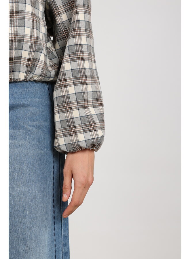 NKF13121 340 Nukus Dominique Jacket Check Taupe/Offwhite
