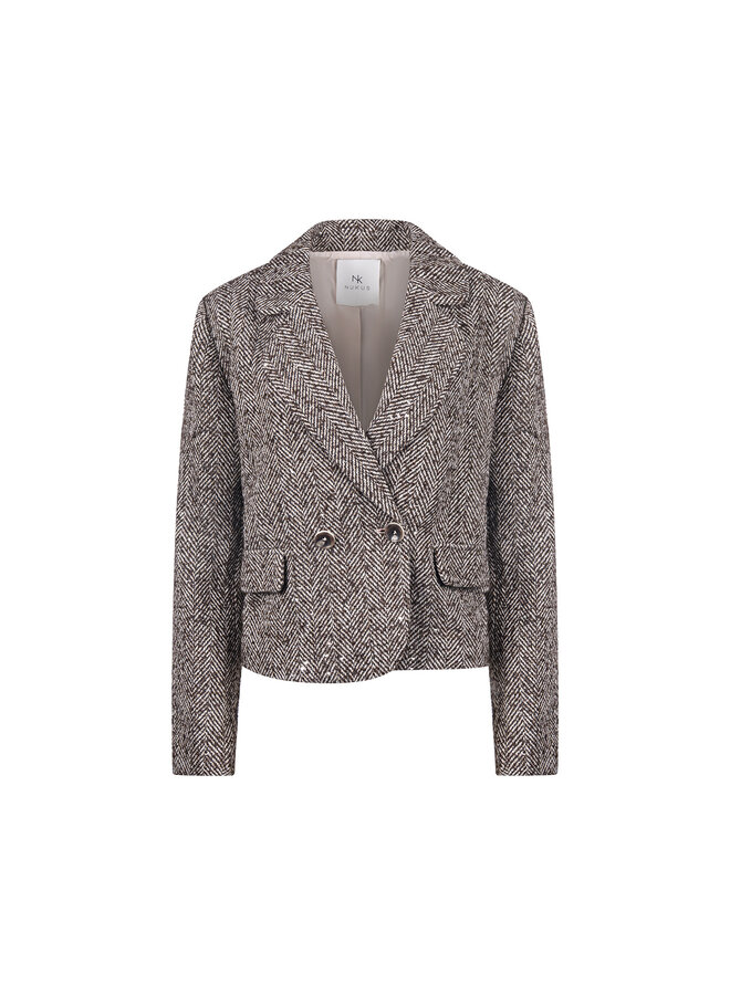 NKF13096 390 Nukus Daphne Jacket Herringbone Chocolate/Sand
