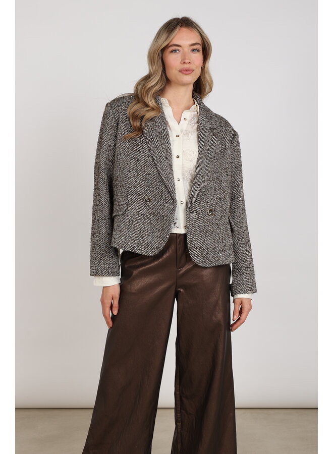 NKF13096 390 Nukus Daphne Jacket Herringbone Chocolate/Sand