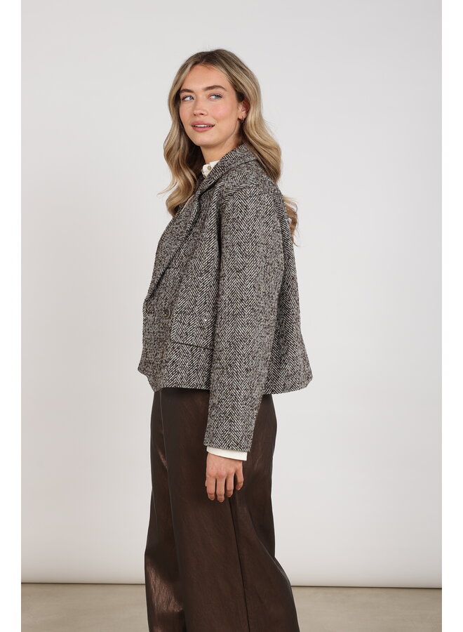 NKF13096 390 Nukus Daphne Jacket Herringbone Chocolate/Sand