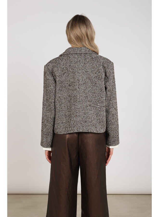 NKF13096 390 Nukus Daphne Jacket Herringbone Chocolate/Sand