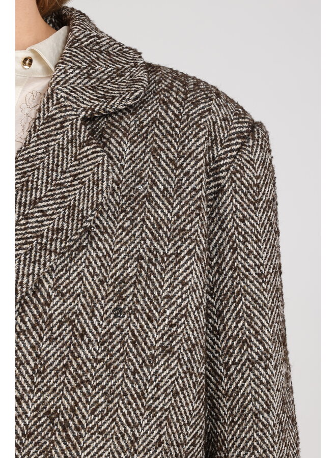 NKF13096 390 Nukus Daphne Jacket Herringbone Chocolate/Sand
